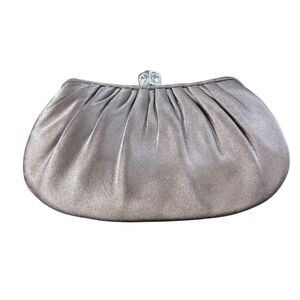 Judith Leiber Vintage Satin Evening Clutch Shoulder Bag Crystal Kiss Lock w/ Box